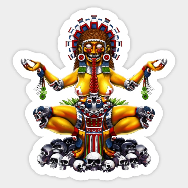 Aztec Goddess Tlaltecuhtli Sticker by underheaven